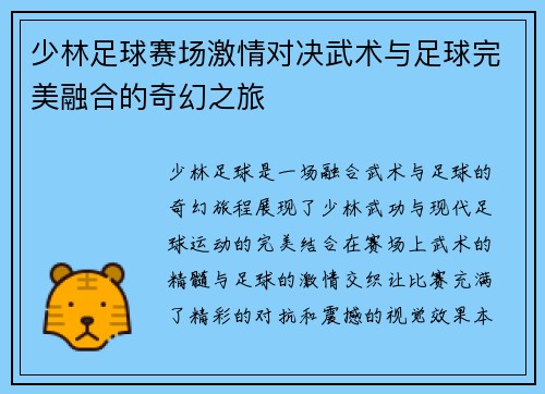 少林足球赛场激情对决武术与足球完美融合的奇幻之旅